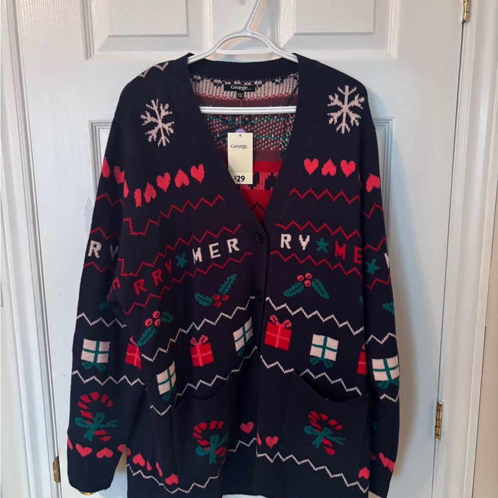 George Women's Navy Festive Cardigan